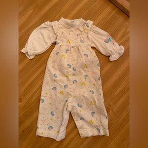 Vintage Healthtex Baby Corduroy Overalls With Matching Under Shirt Size 3 Months